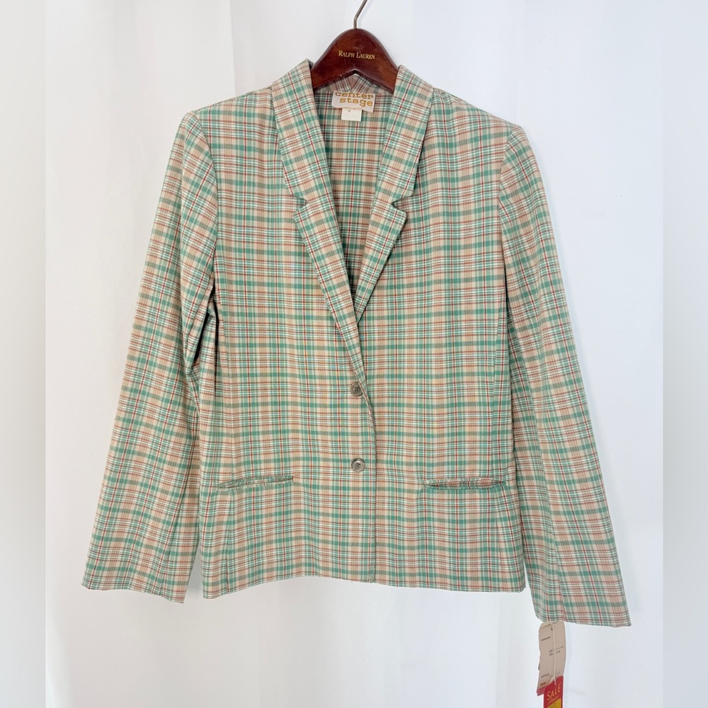 VINTAGE 70s CENTER STAGE boxy plaid BLAZER